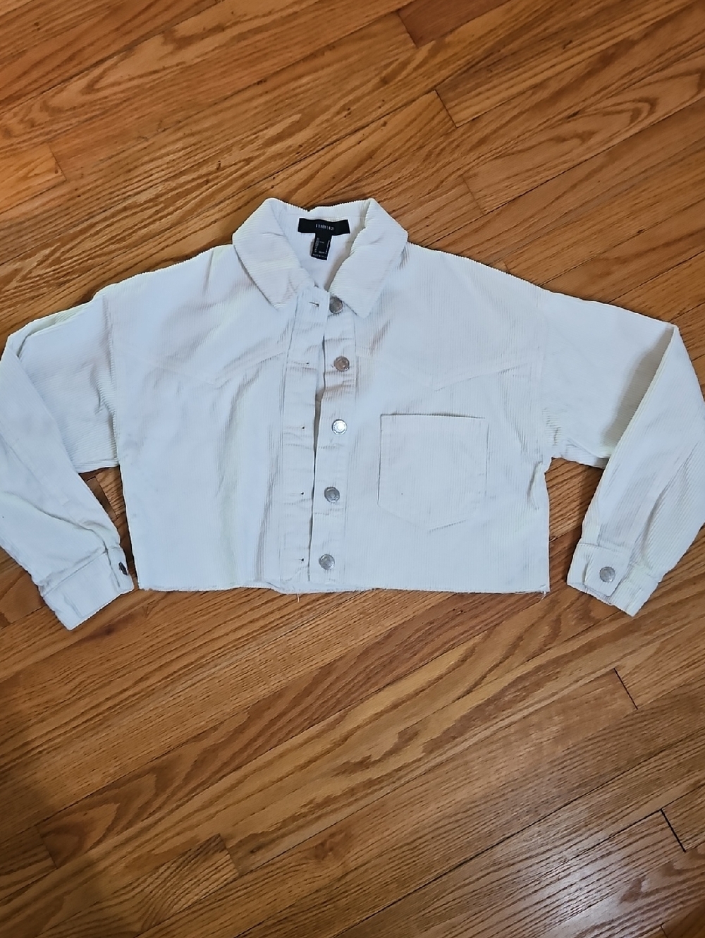 Forever 21 Cropped White Corduroy Jacket